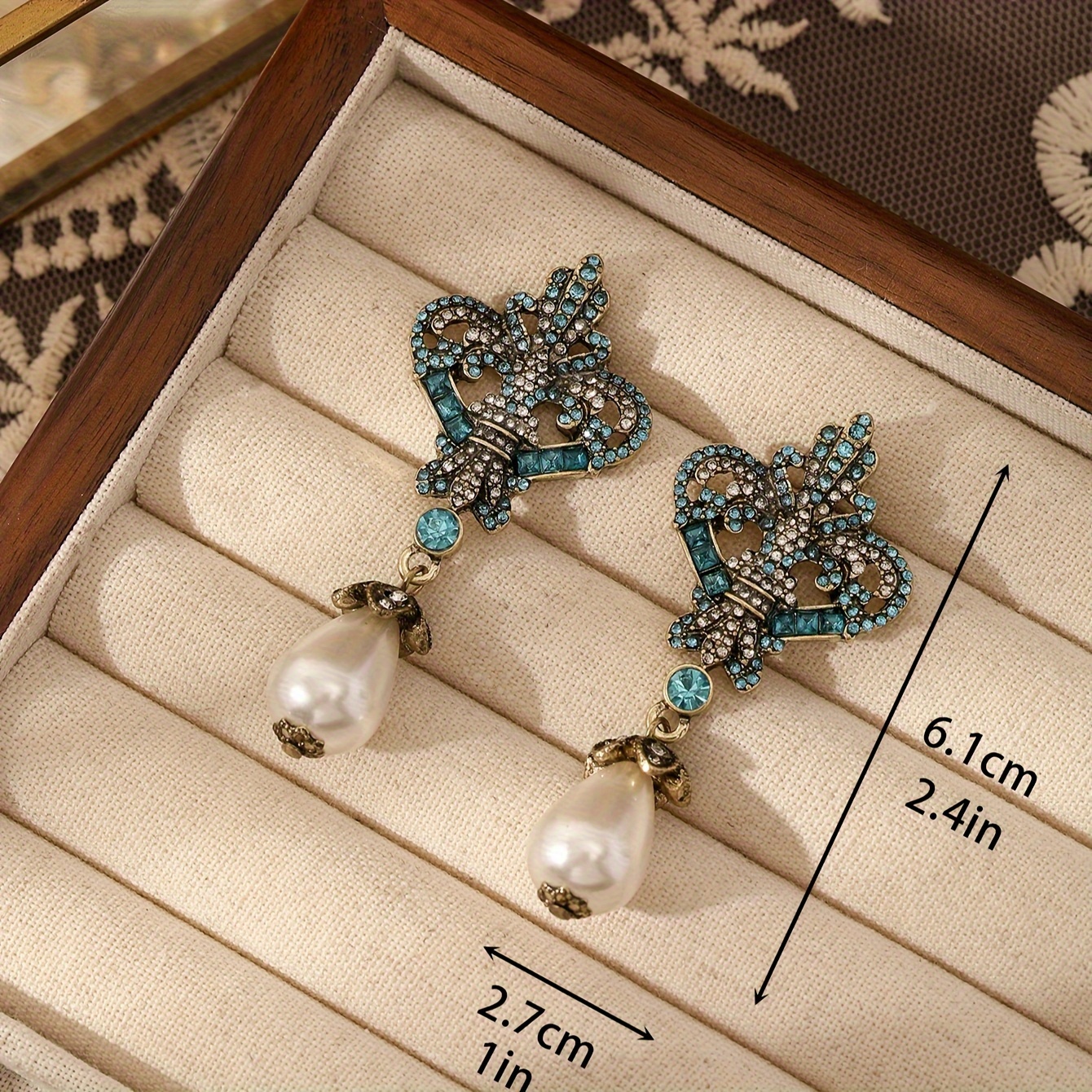 Vintage Rhinestone & Faux Drop Earrings for Women Gemstone